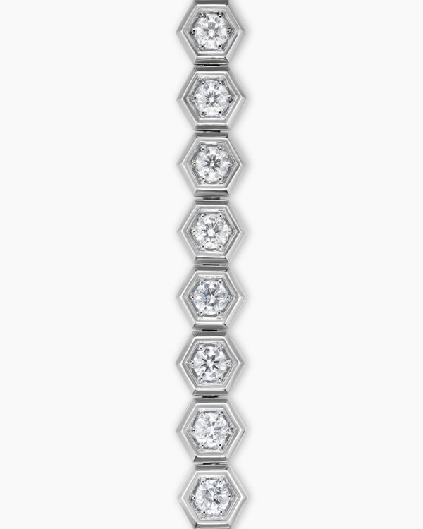 Hex Pavé Tennis Bracelet in Sterling Silver with Diamonds, 8mm