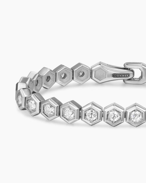 Mens Hex Pavé Tennis Bracelet in Sterling Silver with Diamonds, 8mm
