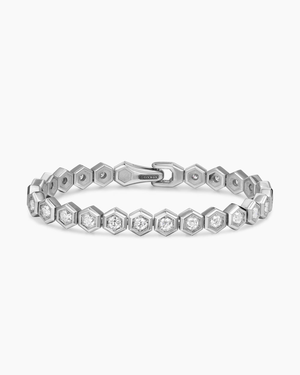 Mens Hex Pavé Tennis Bracelet in Sterling Silver with Diamonds, 8mm