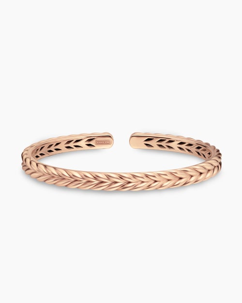 Mens Chevron Flex Bracelet in 18K Rose Gold, 6.4mm