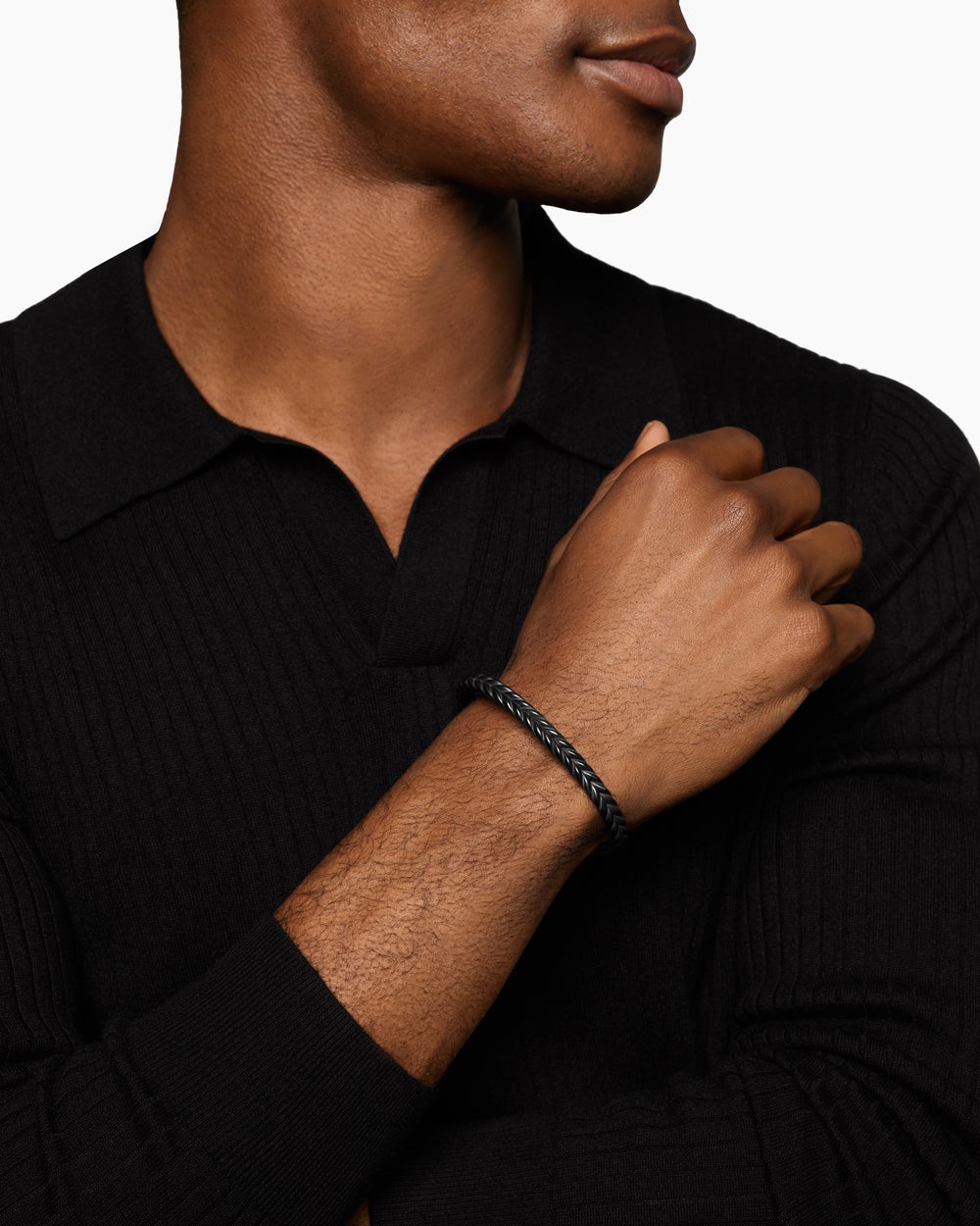 Bracelet Chevron Flex en titane noir, 6,4 mm hommes