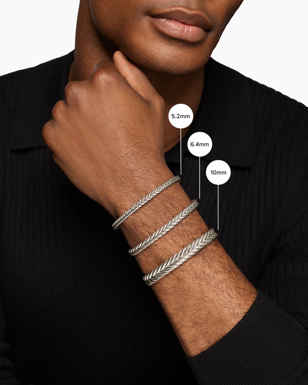 Bracelet Chevron Flex en titane noir, 6,4 mm hommes