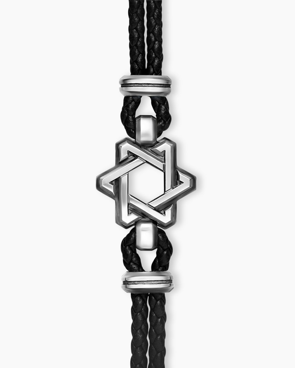 Bracelet Étoile de David Streamline en cuir avec argent massif, 6 mm homme