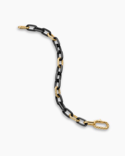 Bracelet chaîne DY Madison en titane noir avec or jaune 18 carats, 8,5 mm