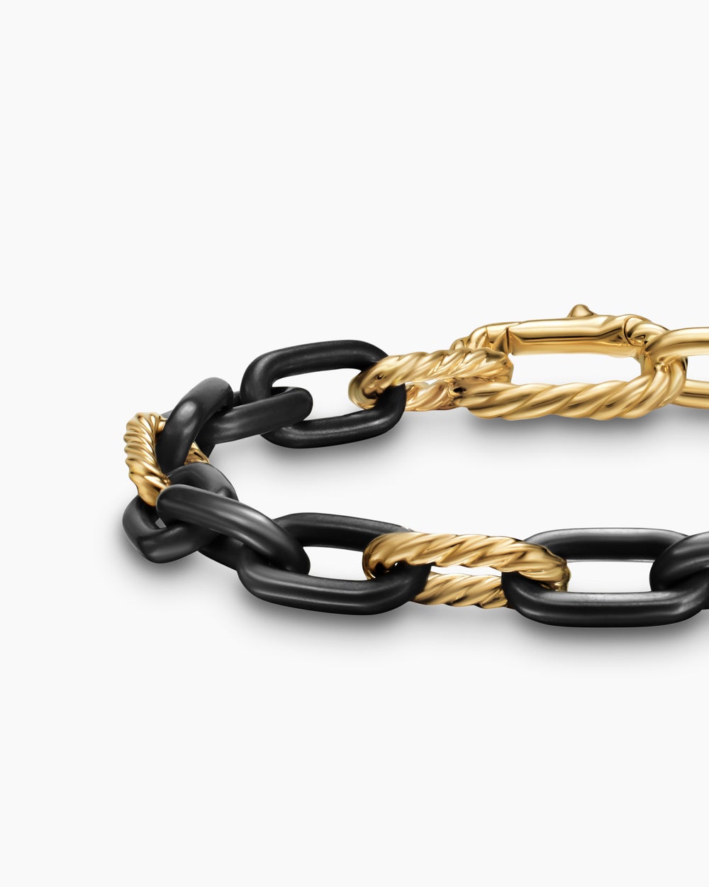 Bracelet chaîne DY Madison en titane noir avec or jaune 18 carats, 8,5 mm homme