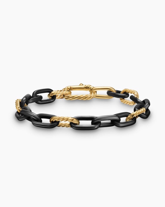 DY Madison® Chain Bracelet in Black Titanium with 18K Yellow Gold, 8.5mm