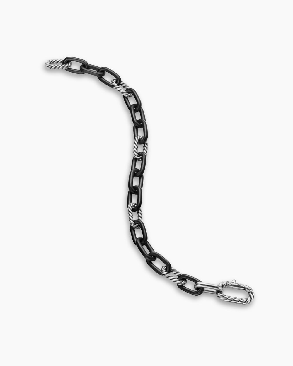 Bracelet chaîne DY Madison en titane noir avec argent massif, 8,5 mm homme