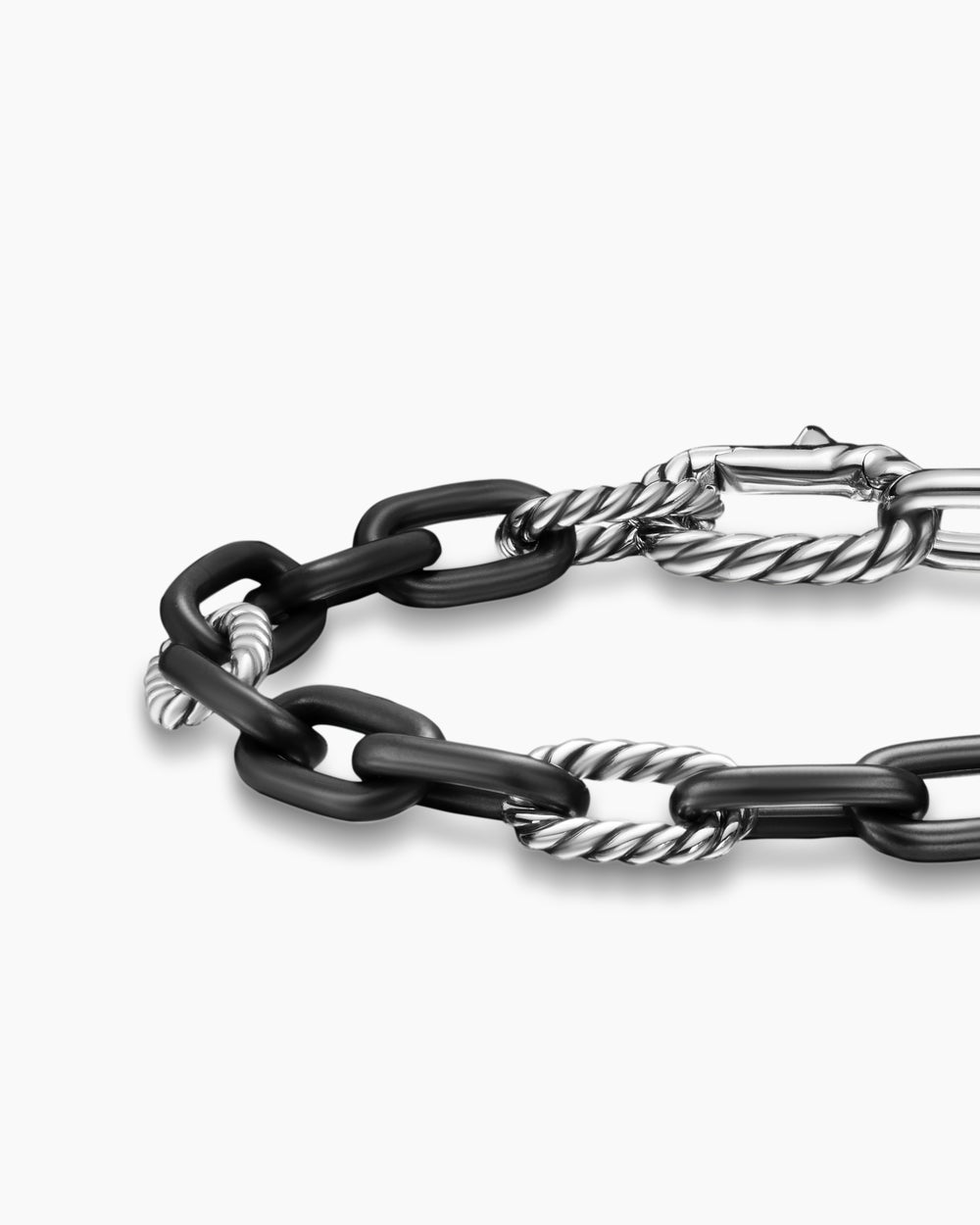 Bracelet chaîne DY Madison en titane noir avec argent massif, 8,5 mm homme