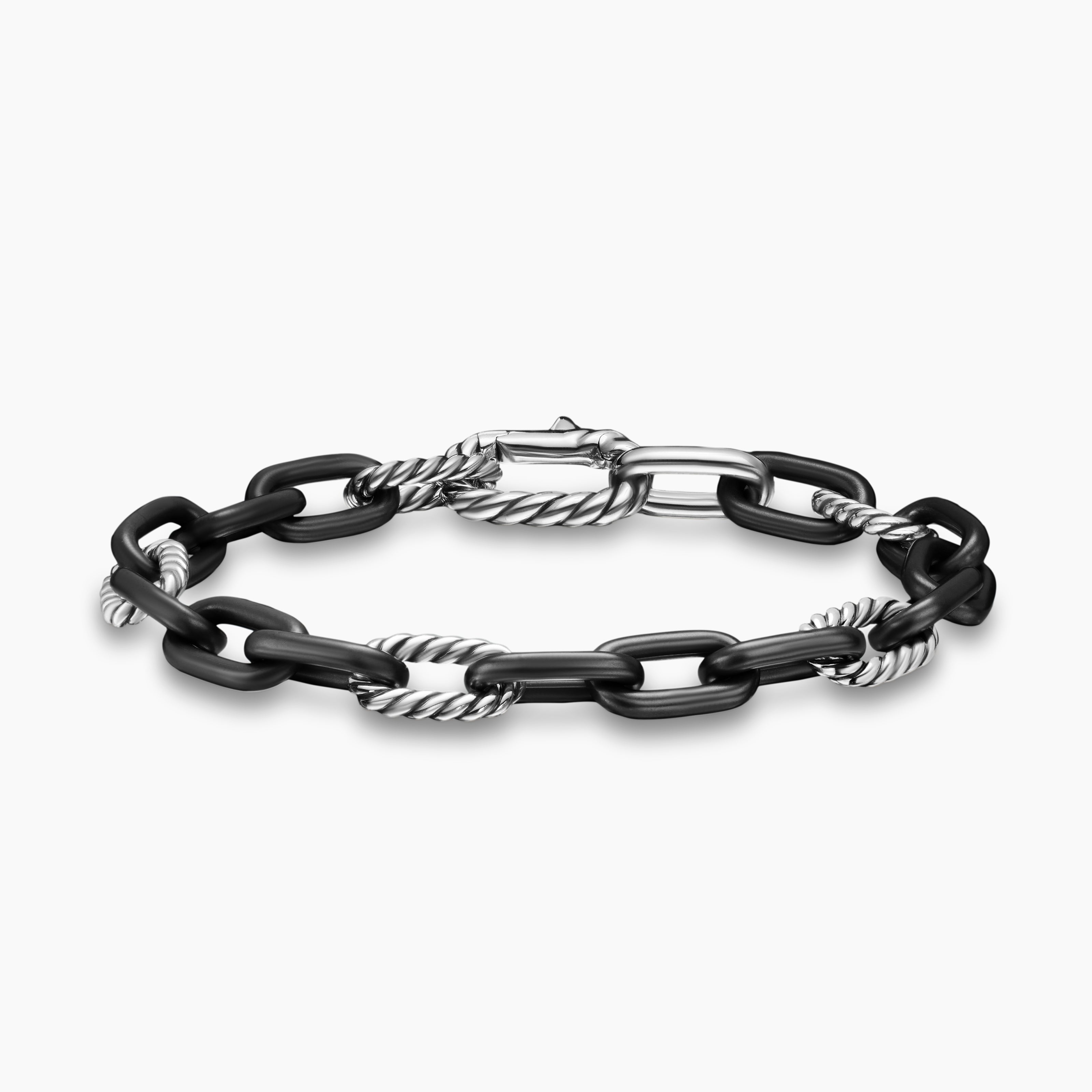 Bracelet cha&icirc;ne DY Madison en titane noir avec argent sterling, 8,5 mm hommes 