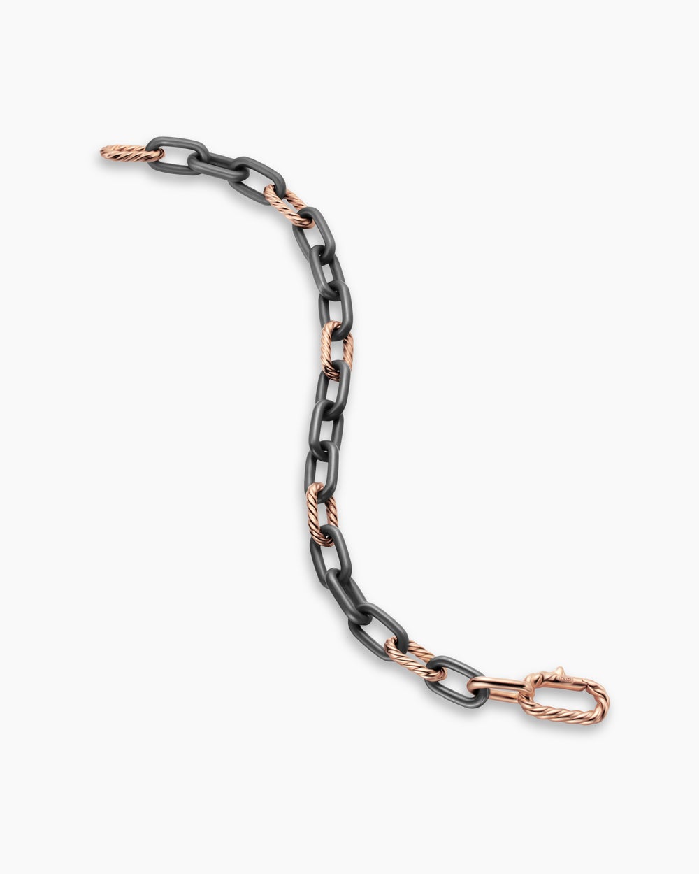 Bracelet chaîne DY Madison® en titane gris avec or rose 18 carats, 8,5 mm homme