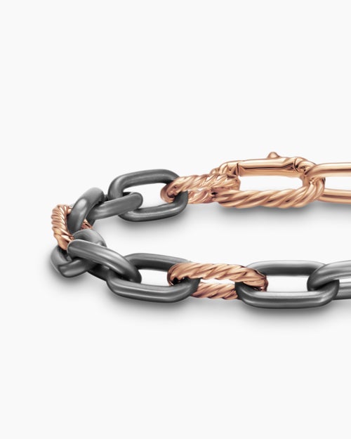 Bracelet chaîne DY Madison en titane gris avec or rose 18 carats, 8,5 mm