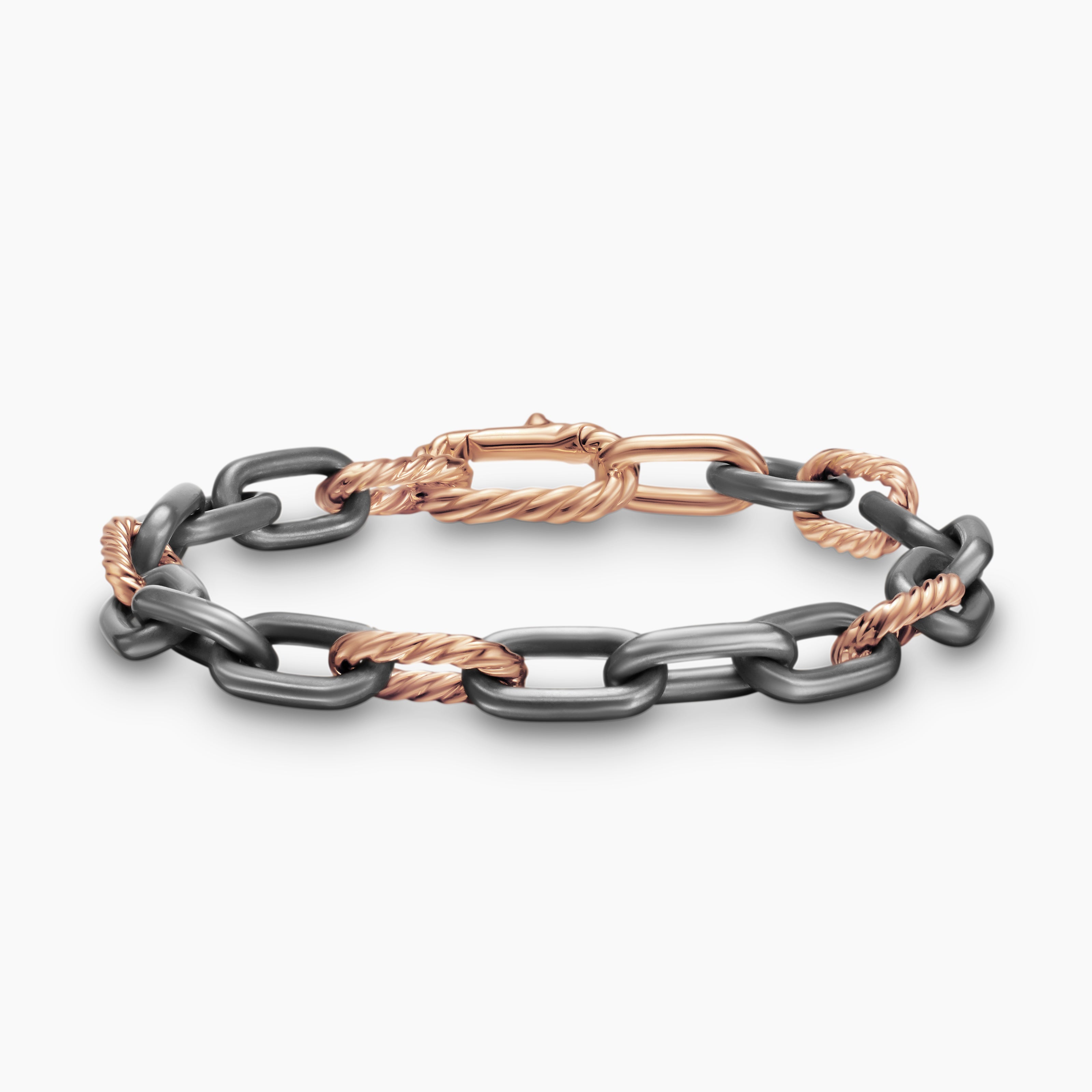 Bracelet cha&icirc;ne DY Madison&reg; en titane gris avec or rose 18 carats, 8,5 mm homme 