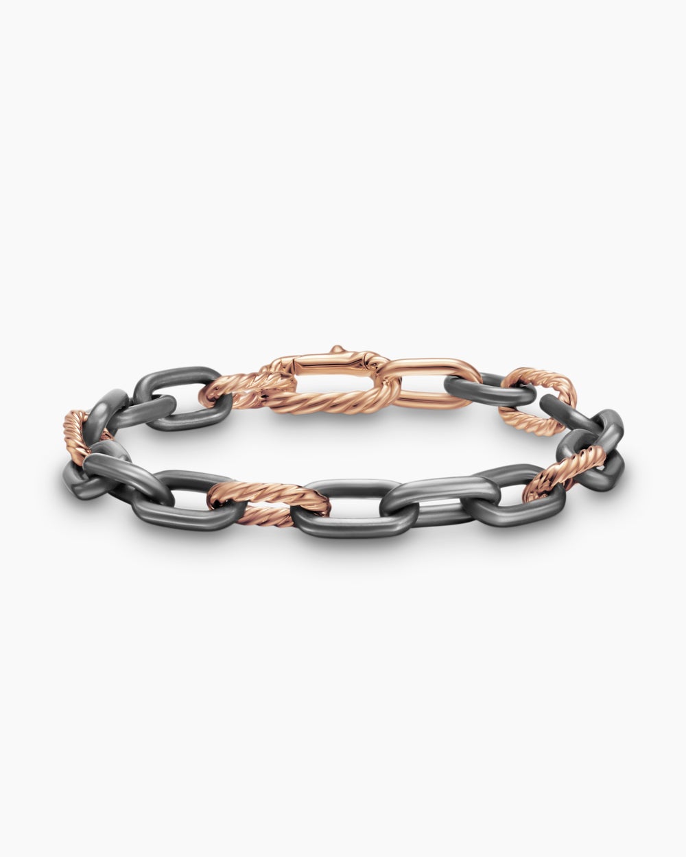 Bracelet chaîne DY Madison® en titane gris avec or rose 18 carats, 8,5 mm homme