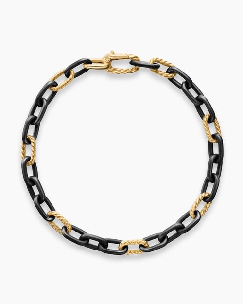 Bracelet chaîne DY Madison en titane noir avec or jaune 18 carats, 6 mm