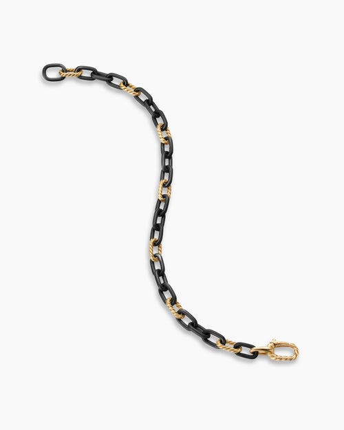 Bracelet chaîne DY Madison en titane noir avec or jaune 18 carats, 6 mm