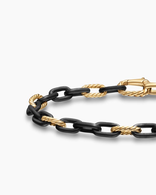 Bracelet chaîne DY Madison en titane noir avec or jaune 18 carats, 6 mm