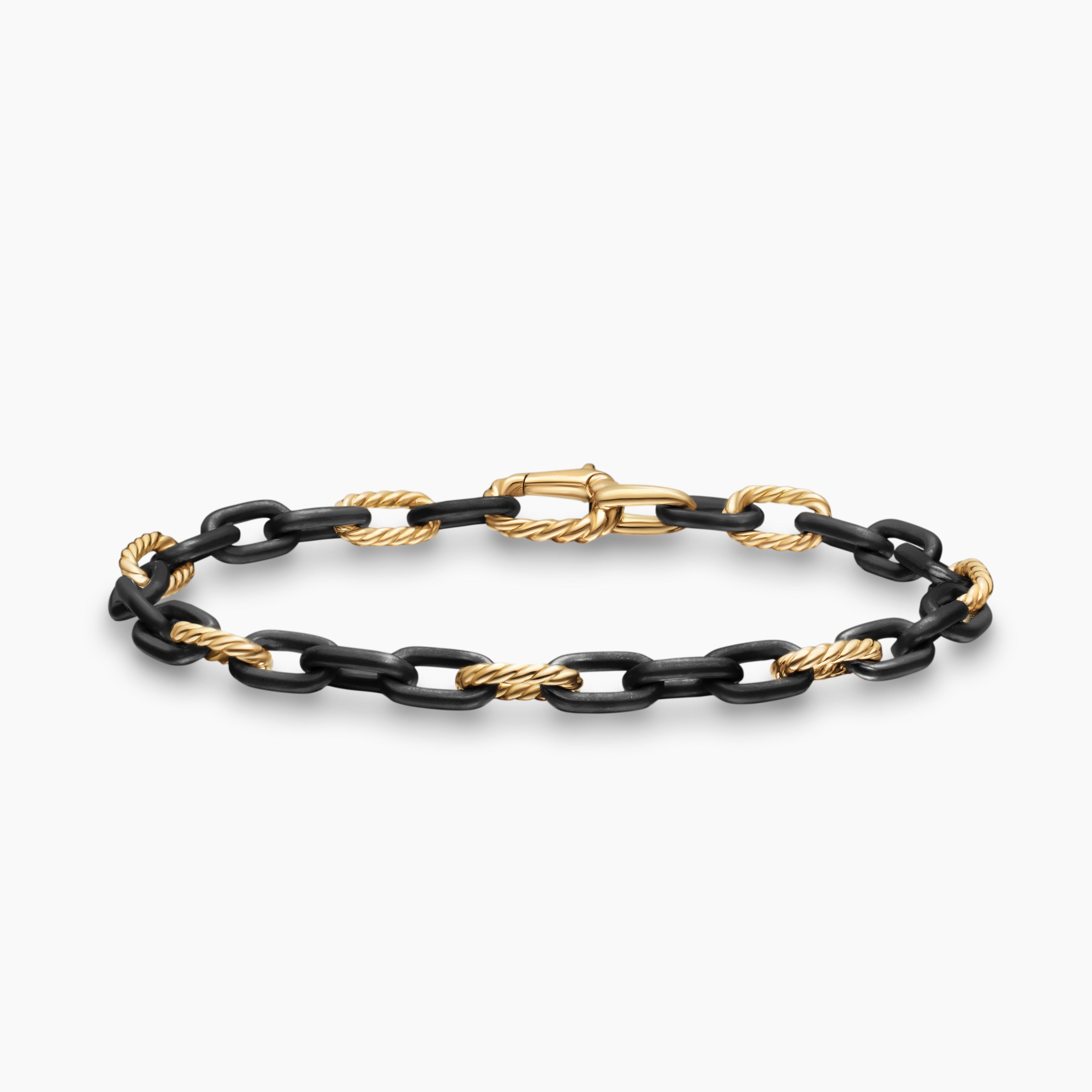 Bracelet cha&icirc;ne DY Madison en titane noir avec or jaune 18 carats, 6 mm hommes 