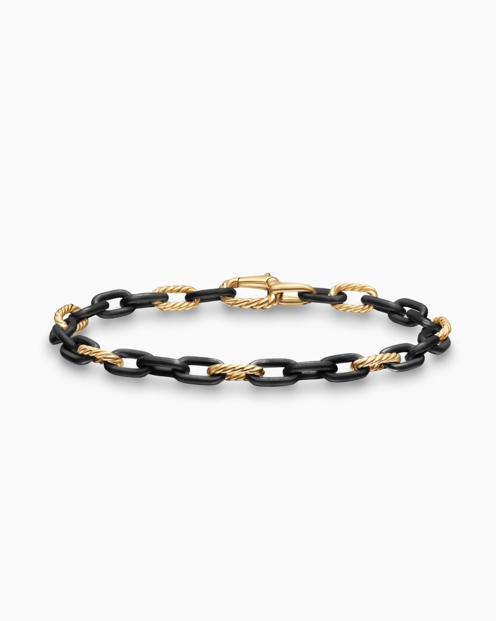 Bracelet chaîne DY Madison en titane noir avec or jaune 18 carats, 6 mm homme