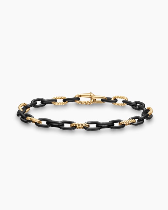 DY Madison® Chain Bracelet in Black Titanium with 18K Yellow Gold, 6mm