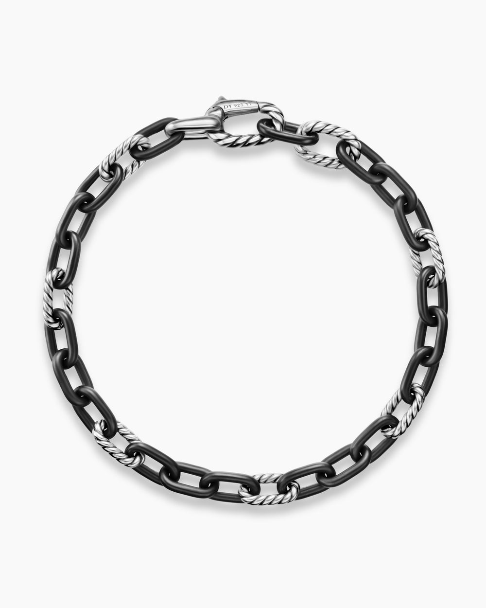 Bracelet chaîne DY Madison en titane noir avec argent sterling, 6 mm hommes