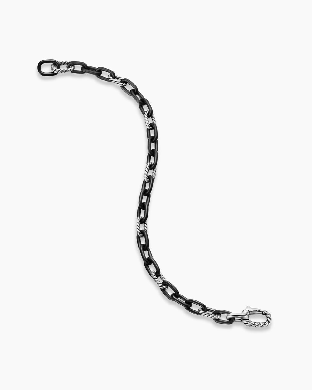 Bracelet chaîne DY Madison en titane noir avec argent sterling, 6 mm hommes
