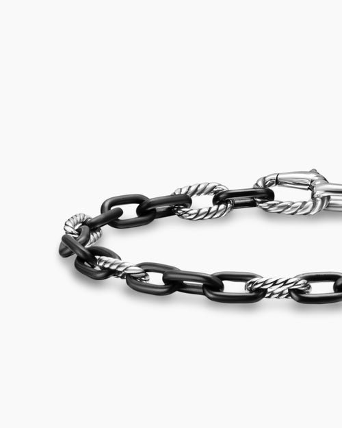Bracelet chaîne DY Madison en titane noir avec argent massif, 6 mm