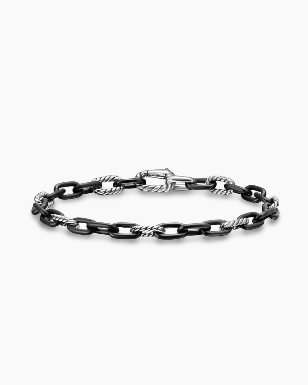 Bracelet chaîne DY Madison en titane noir avec argent sterling, 6 mm hommes