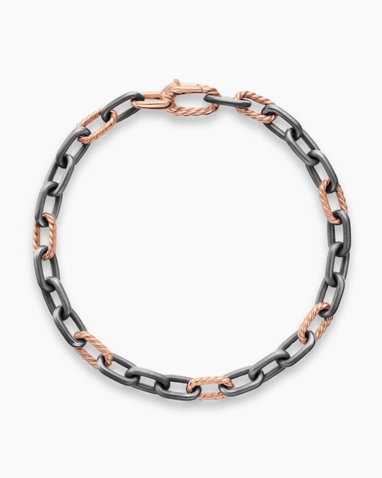 DY Madison® Chain Bracelet in Grey Titanium with 18K Rose Gold, 6mm