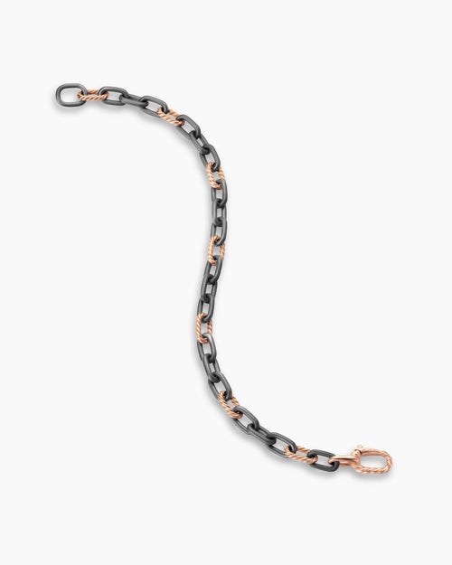 Bracelet chaîne DY Madison en titane gris avec or rose 18 carats, 6 mm