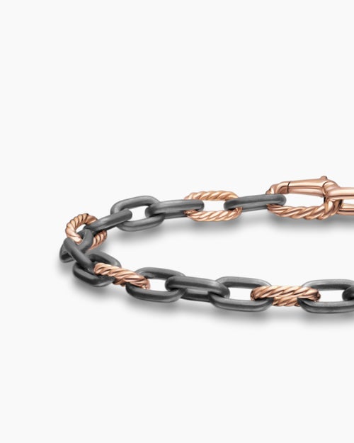 Bracelet chaîne DY Madison en titane gris avec or rose 18 carats, 6 mm