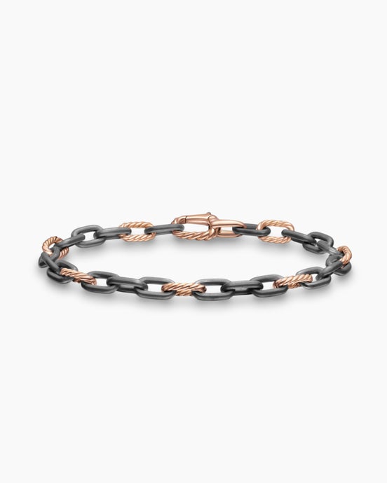 DY Madison® Chain Bracelet in Grey Titanium with 18K Rose Gold, 6mm