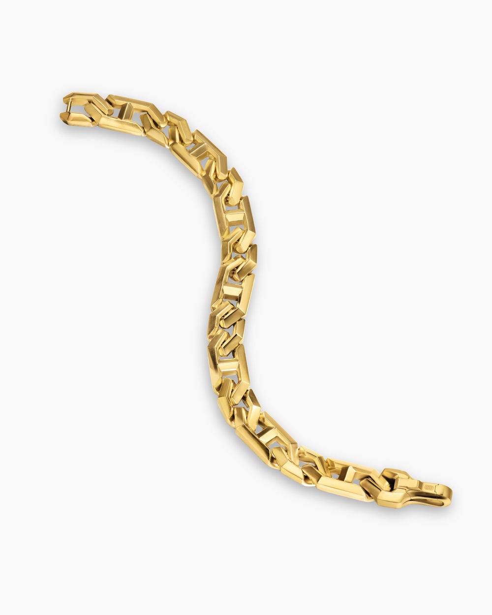 Mens Faceted Angular Curb Chain Bracelet in 18K Yellow Gold, 11.5mm