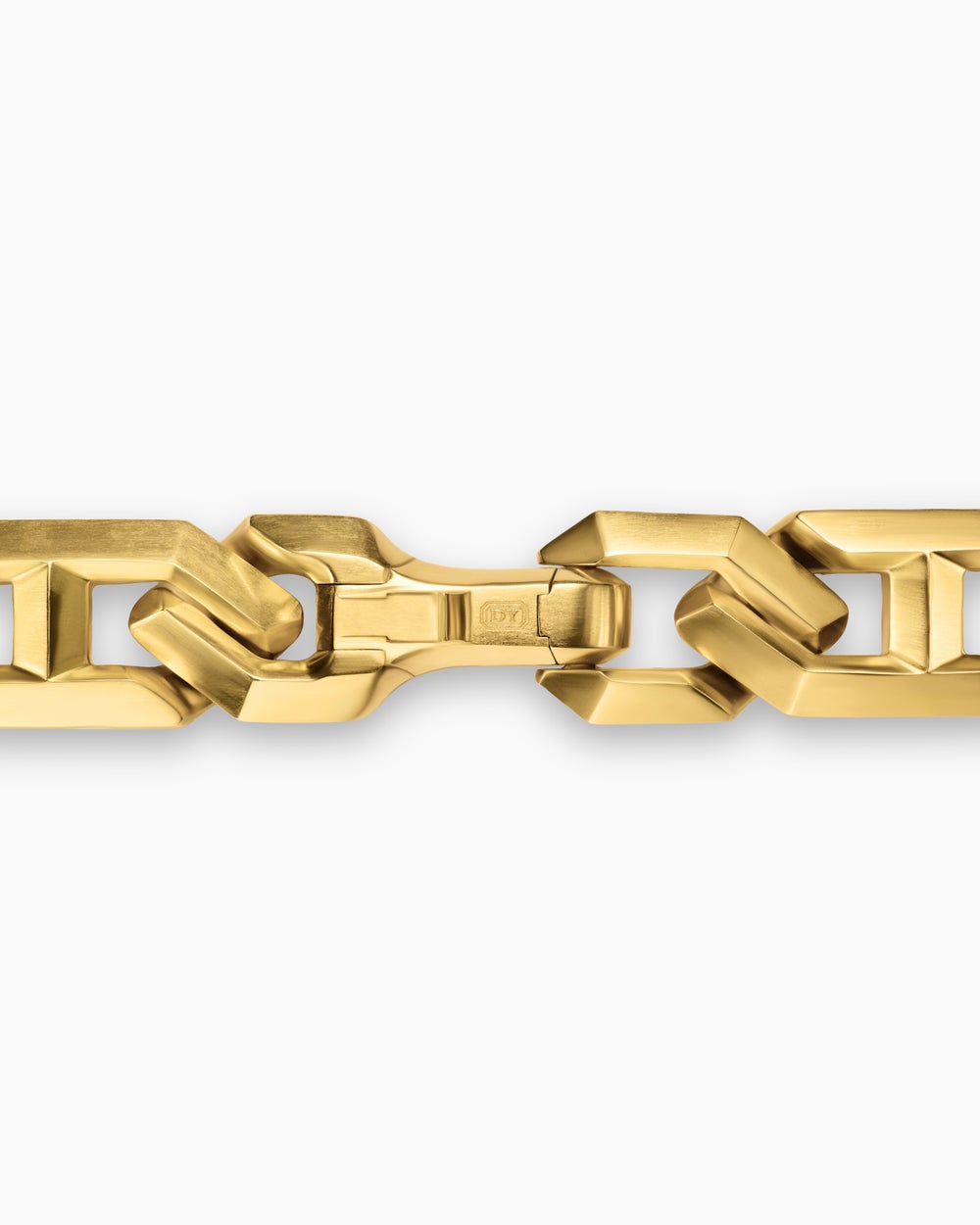 Mens Faceted Angular Curb Chain Bracelet in 18K Yellow Gold, 11.5mm