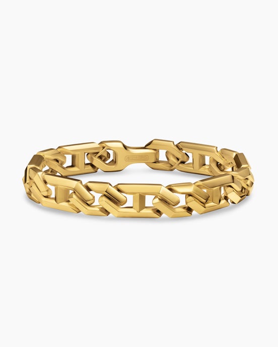 Faceted Angular Curb Chain Bracelet in 18K Yellow Gold, 11.5mm
