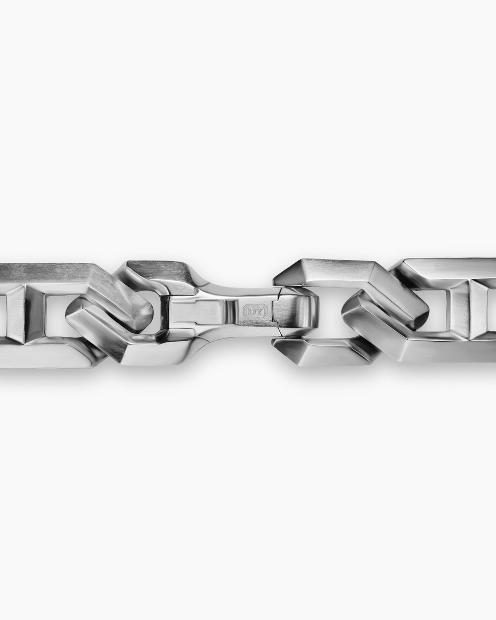 Mens Faceted Angular Curb Chain Bracelet in Sterling Silver, 11.5mm
