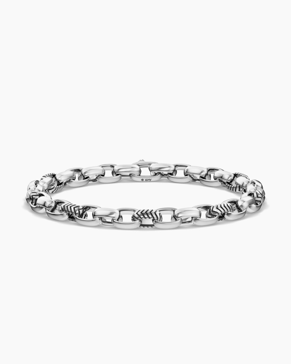 Bracelet à maillons ovales Chevron en argent massif, 7 mm homme