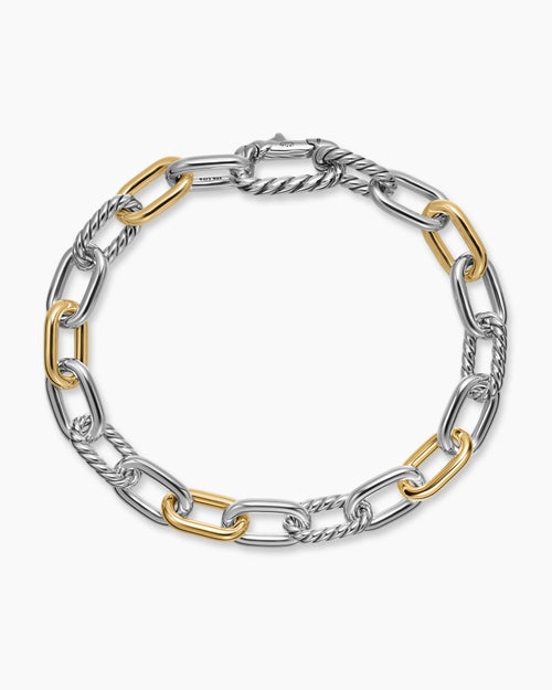 Mens DY Madison® Chain Bracelet in Sterling Silver with 18K Yellow Gold, 8.5mm