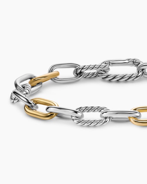 Mens DY Madison® Chain Bracelet in Sterling Silver with 18K Yellow Gold, 8.5mm