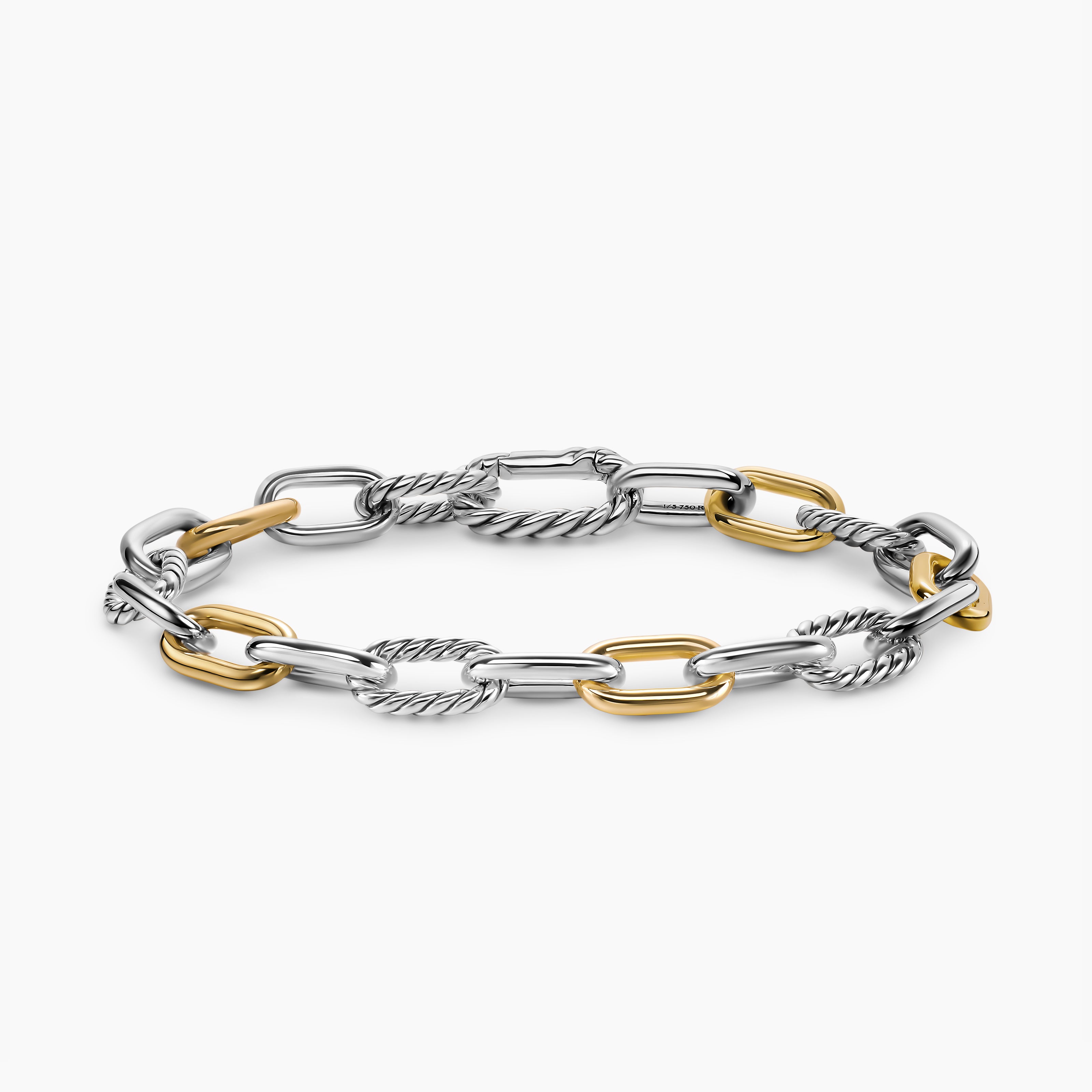 Mens DY Madison Chain Bracelet in Sterling Silver with 18K Yellow Gold, 8.5mm