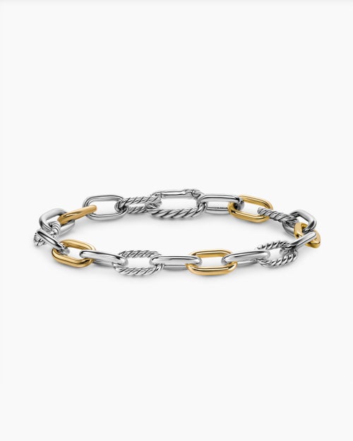 Mens DY Madison® Chain Bracelet in Sterling Silver with 18K Yellow Gold, 8.5mm