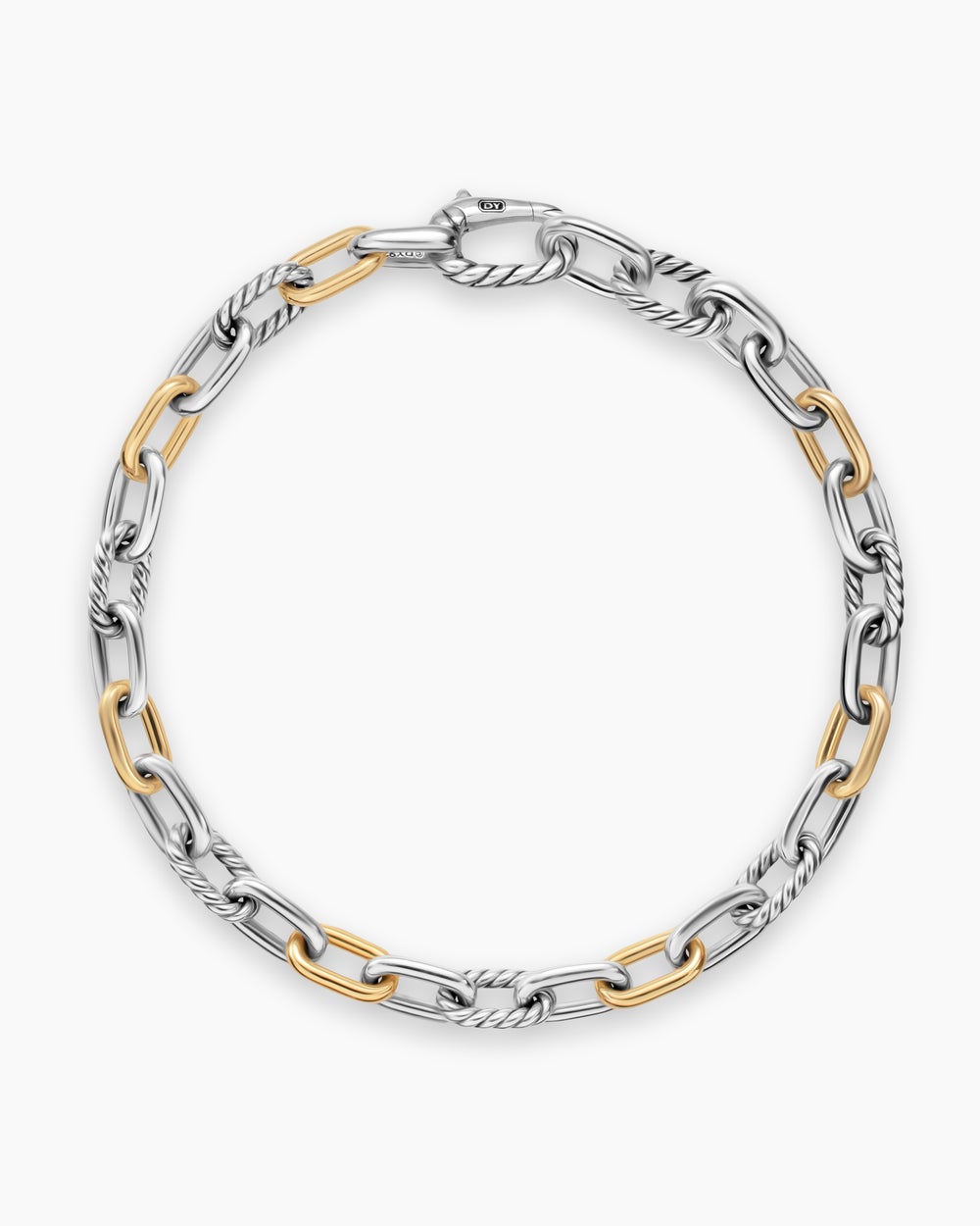 Mens DY Madison® Chain Bracelet in Sterling Silver with 18ct Yellow Gold, 6mm