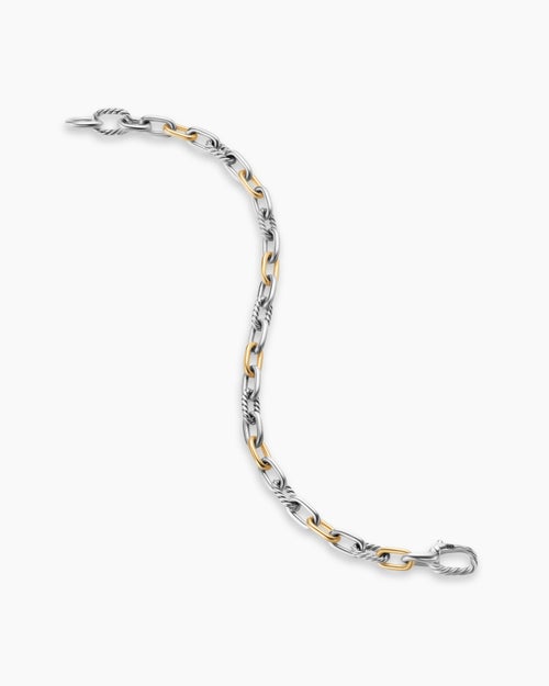 Mens DY Madison® Chain Bracelet in Sterling Silver with 18ct Yellow Gold, 6mm