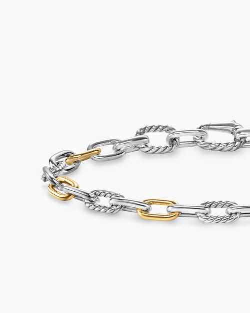 Mens DY Madison® Chain Bracelet in Sterling Silver with 18K Yellow Gold, 6mm