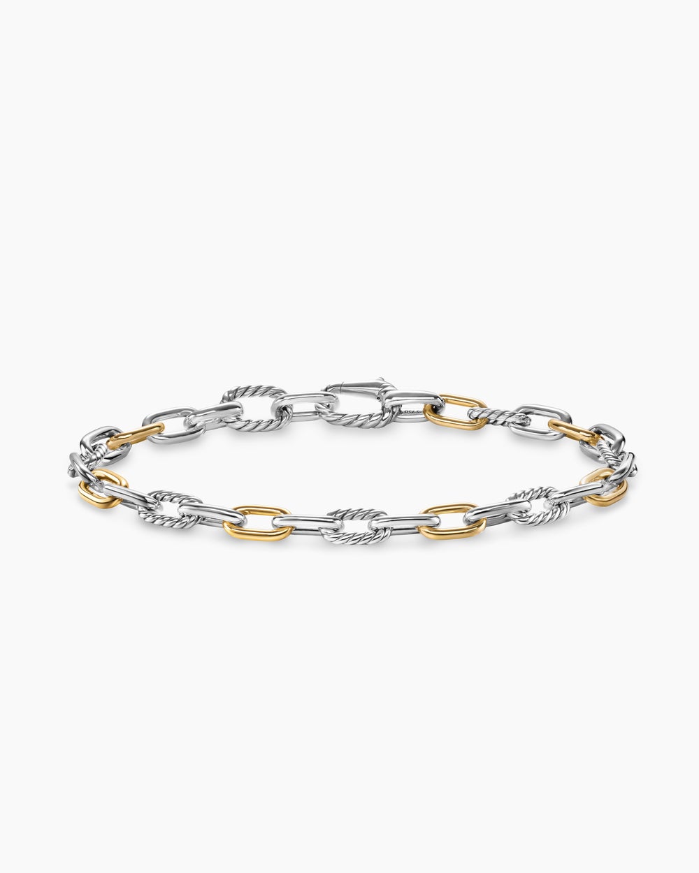 Mens DY Madison® Chain Bracelet in Sterling Silver with 18ct Yellow Gold, 6mm