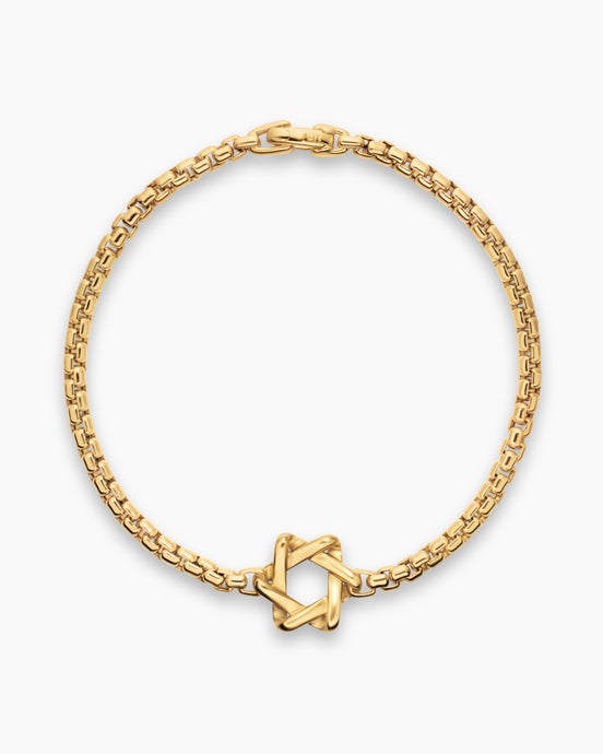 Star of David Station Bracelet in 18K Yellow Gold, 3.4mm