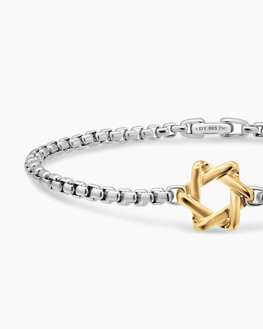 Bracelet à motif intercalé Étoile de David en argent sterling avec or jaune 14 carats, 3,6 mm hommes