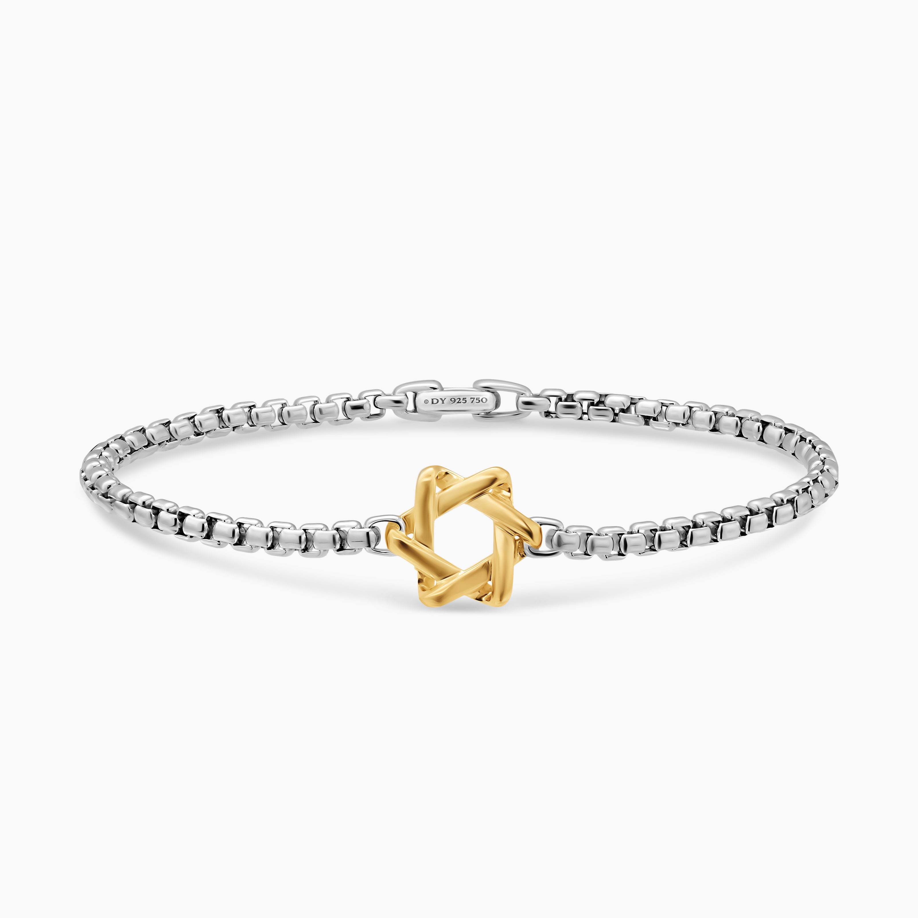 Bracelet &agrave; motif intercal&eacute; &Eacute;toile de David en argent sterling avec or jaune 14 carats, 3,6 mm hommes 