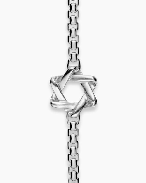 Mens Star of David Station Bracelet in Sterling Silver, 3.6mm