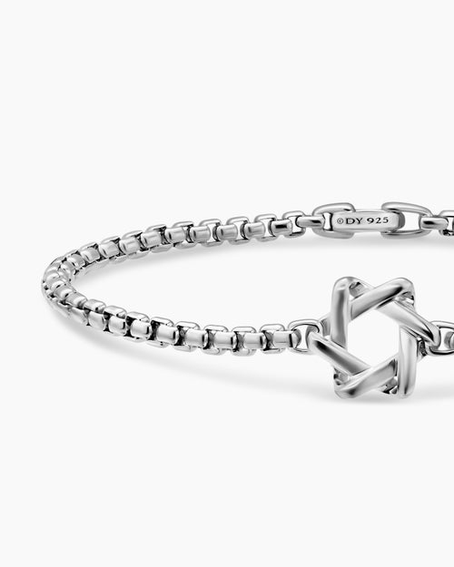 Mens Star of David Station Bracelet in Sterling Silver, 3.6mm