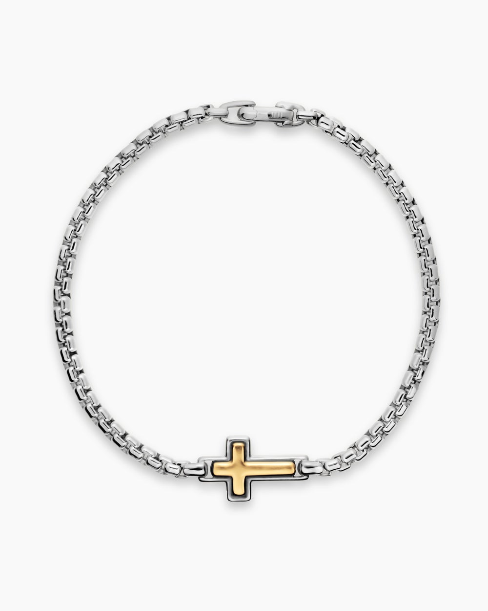 Bracelet à ornements croix en argent massif avec or jaune 14 carats, 3,6 mm homme